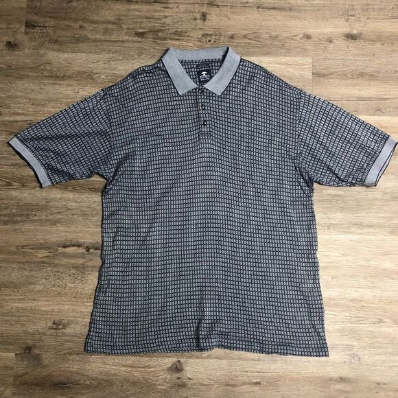 Pebble Beach Blue and Gray Patterned Polo Shirt - Picture 1 of 6